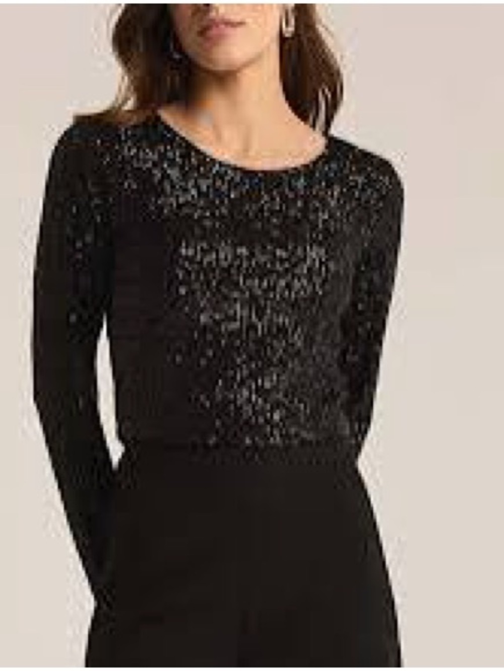 Z Supply Women’s Aurora Black Sequin Long Sleeve Crop Top Size Large